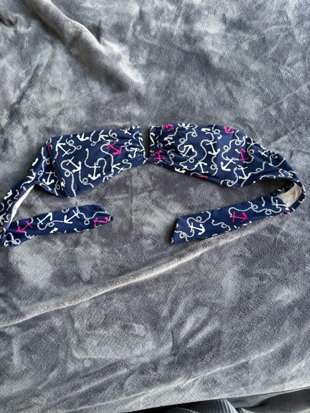 Lilly Pulitzer Navy Anchor Print Bikini Top with Pink Accents